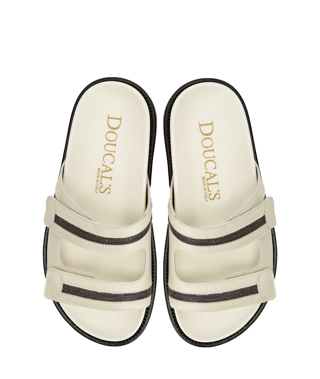 DOUCAL'S Белые кожаные шлепанцы, фото 6