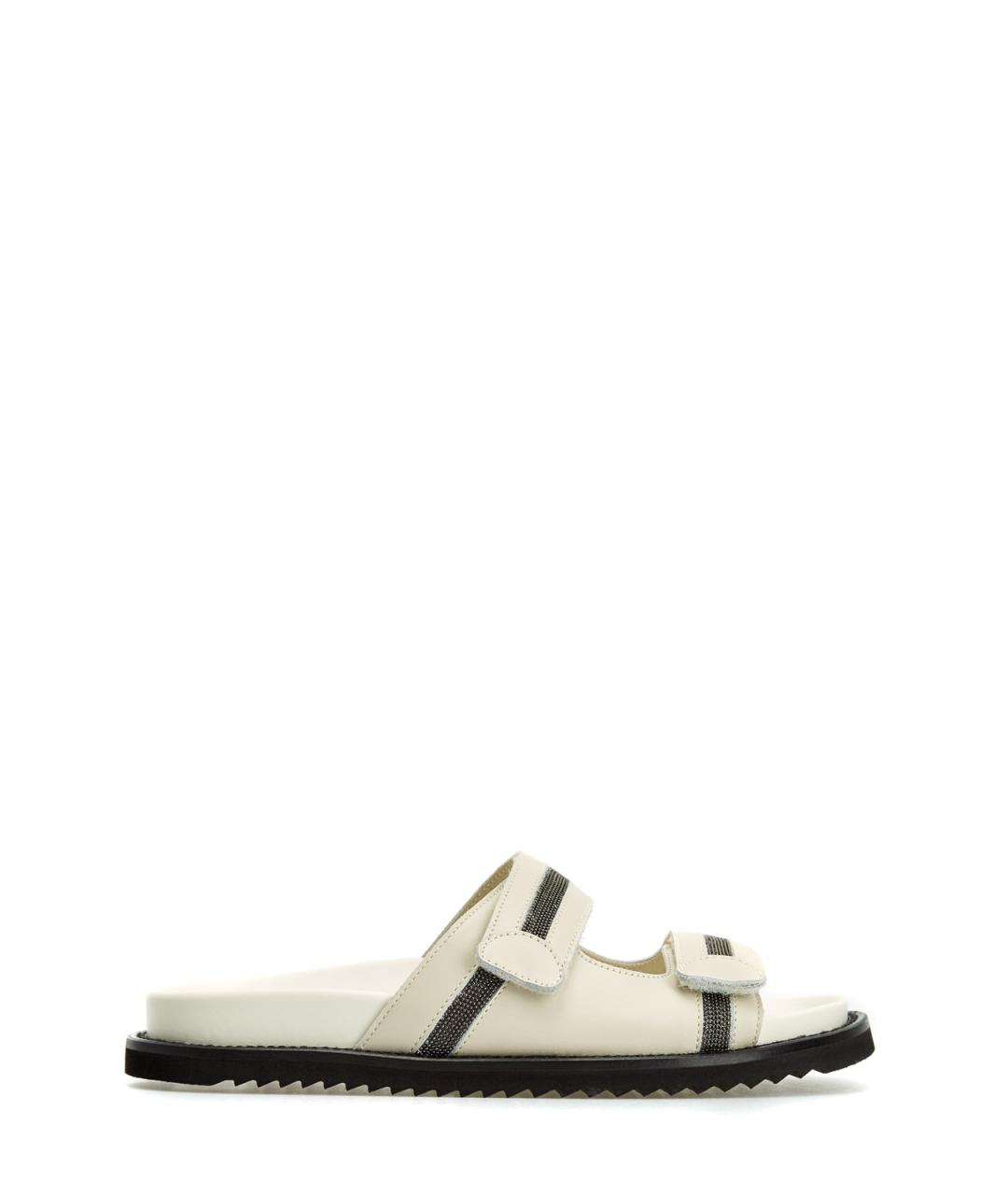 DOUCAL'S Белые кожаные шлепанцы, фото 1