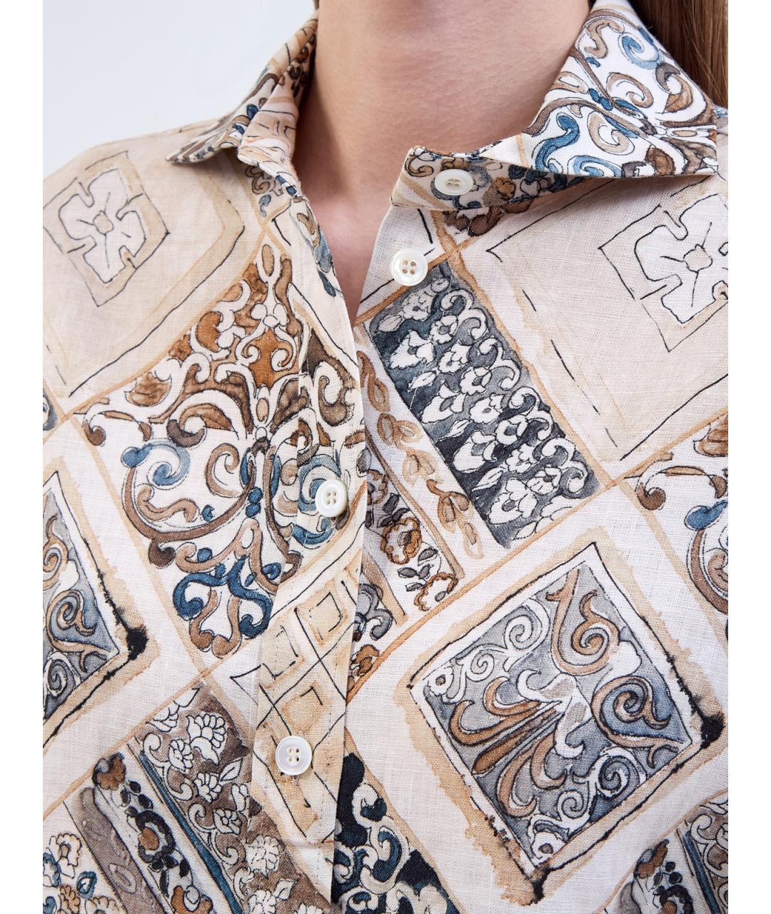 ELEVENTY Бежевая льняная рубашка, фото 5