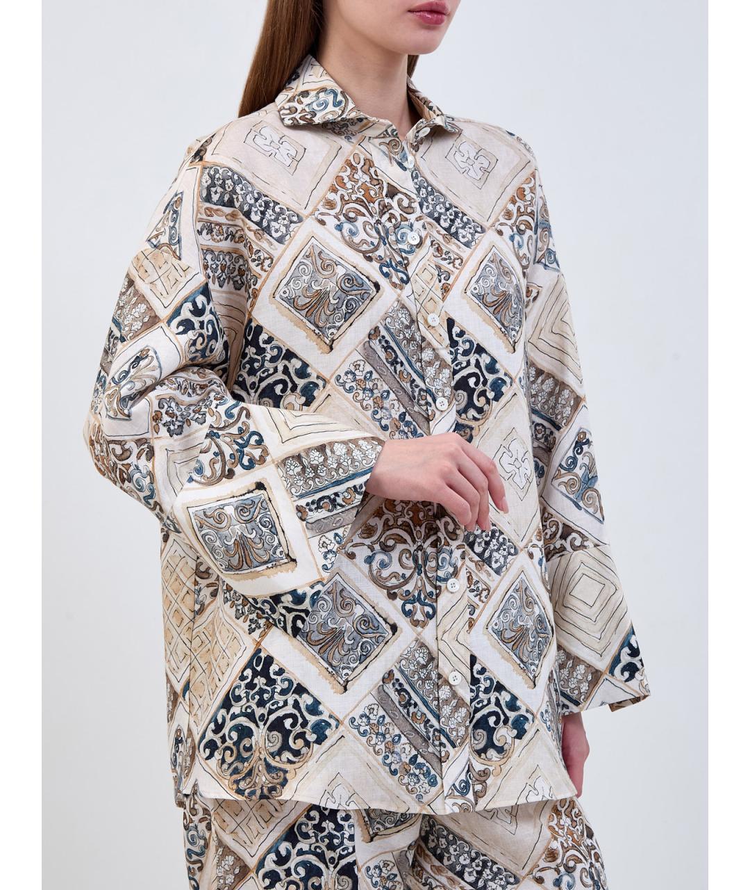 ELEVENTY Бежевая льняная рубашка, фото 3