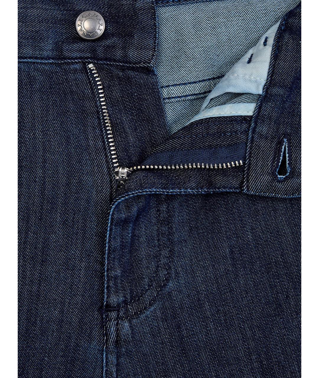 CANALI Синие хлопковые прямые джинсы, фото 6