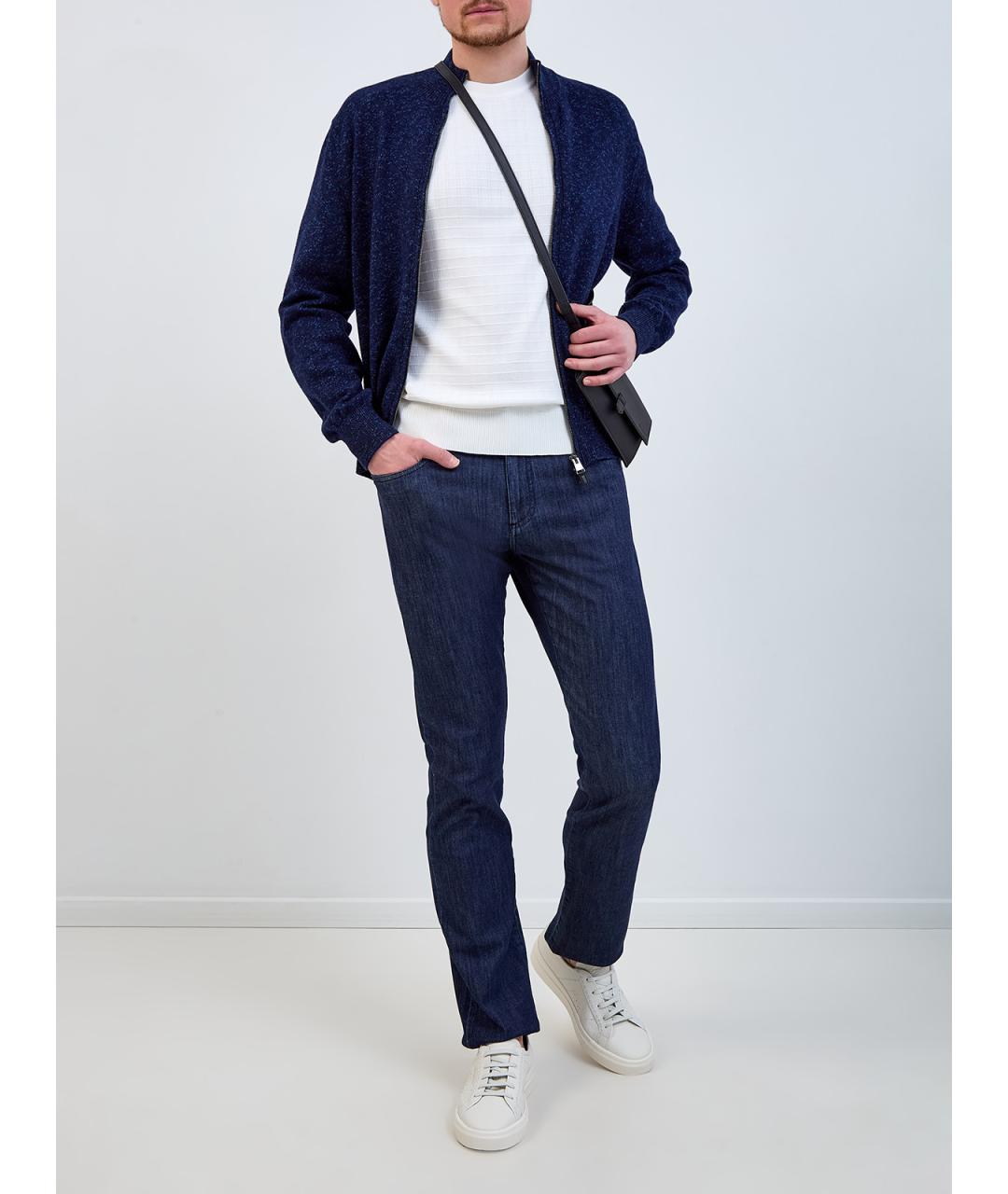CANALI Синие хлопковые прямые джинсы, фото 2