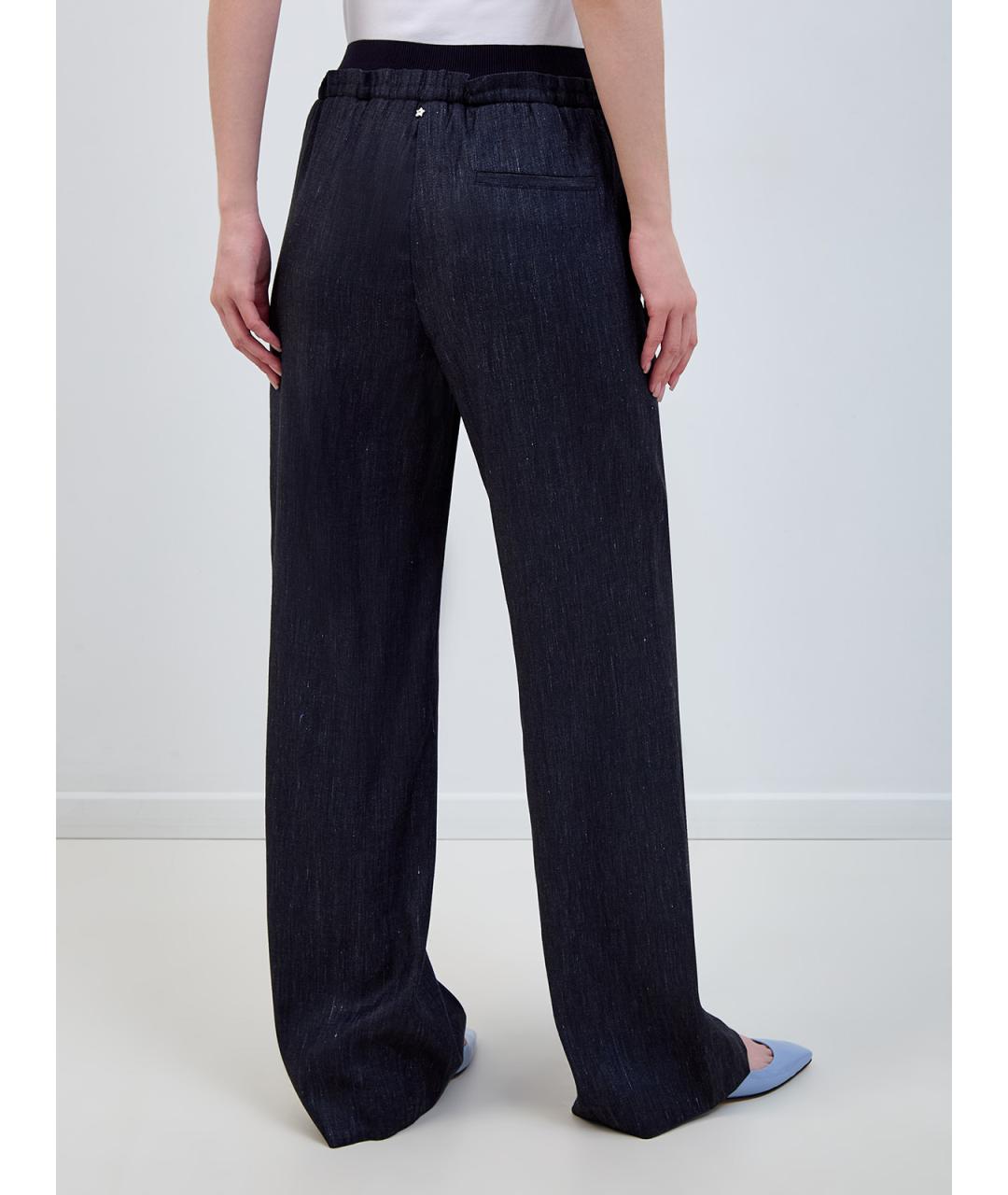LORENA ANTONIAZZI Темно-синие льняные прямые брюки, фото 4