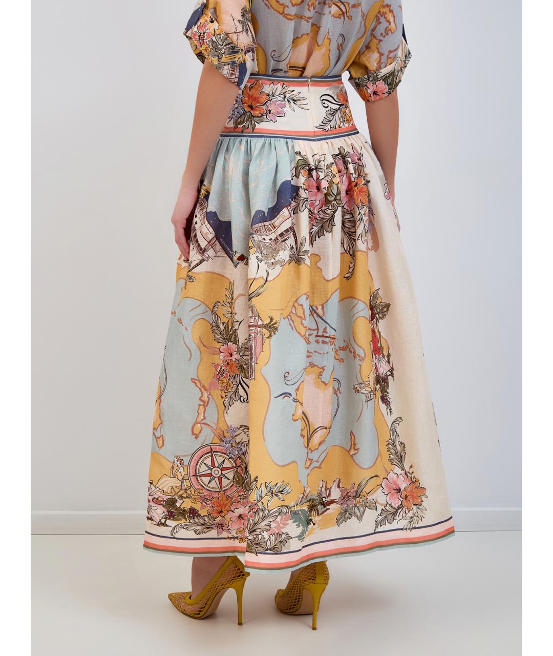 ZIMMERMANN Бежевая льняная юбка макси, фото 4