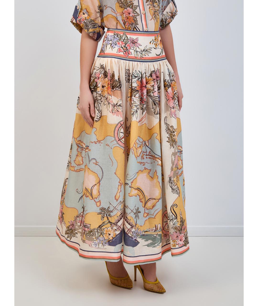 ZIMMERMANN Бежевая льняная юбка макси, фото 3