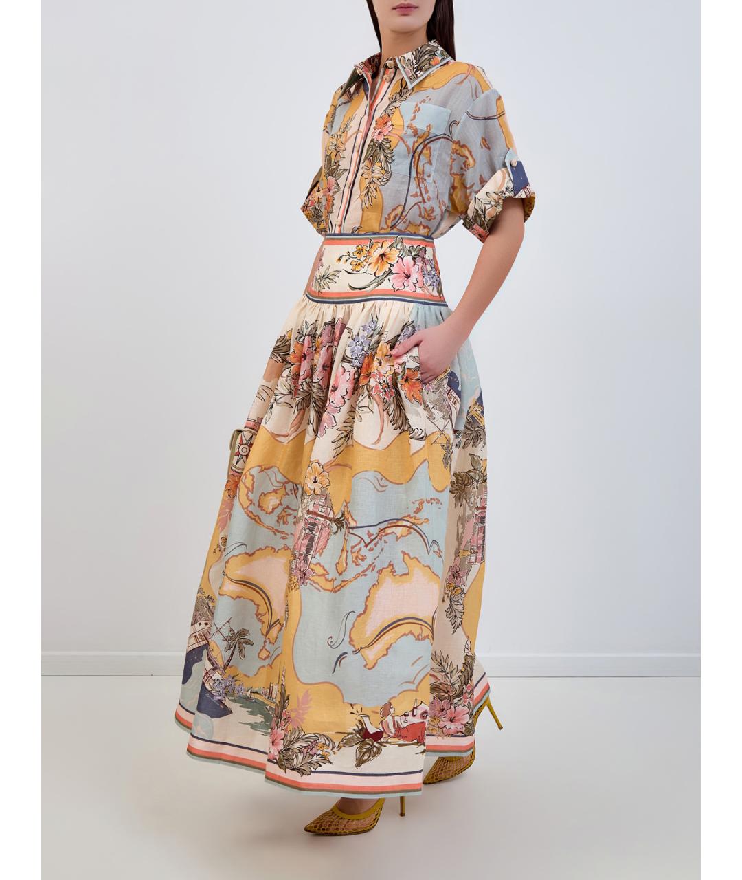 ZIMMERMANN Бежевая льняная юбка макси, фото 2