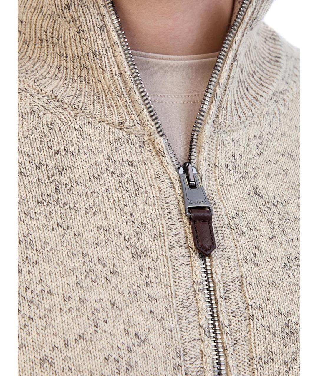 CANALI Бежевый хлопковый кардиган, фото 5