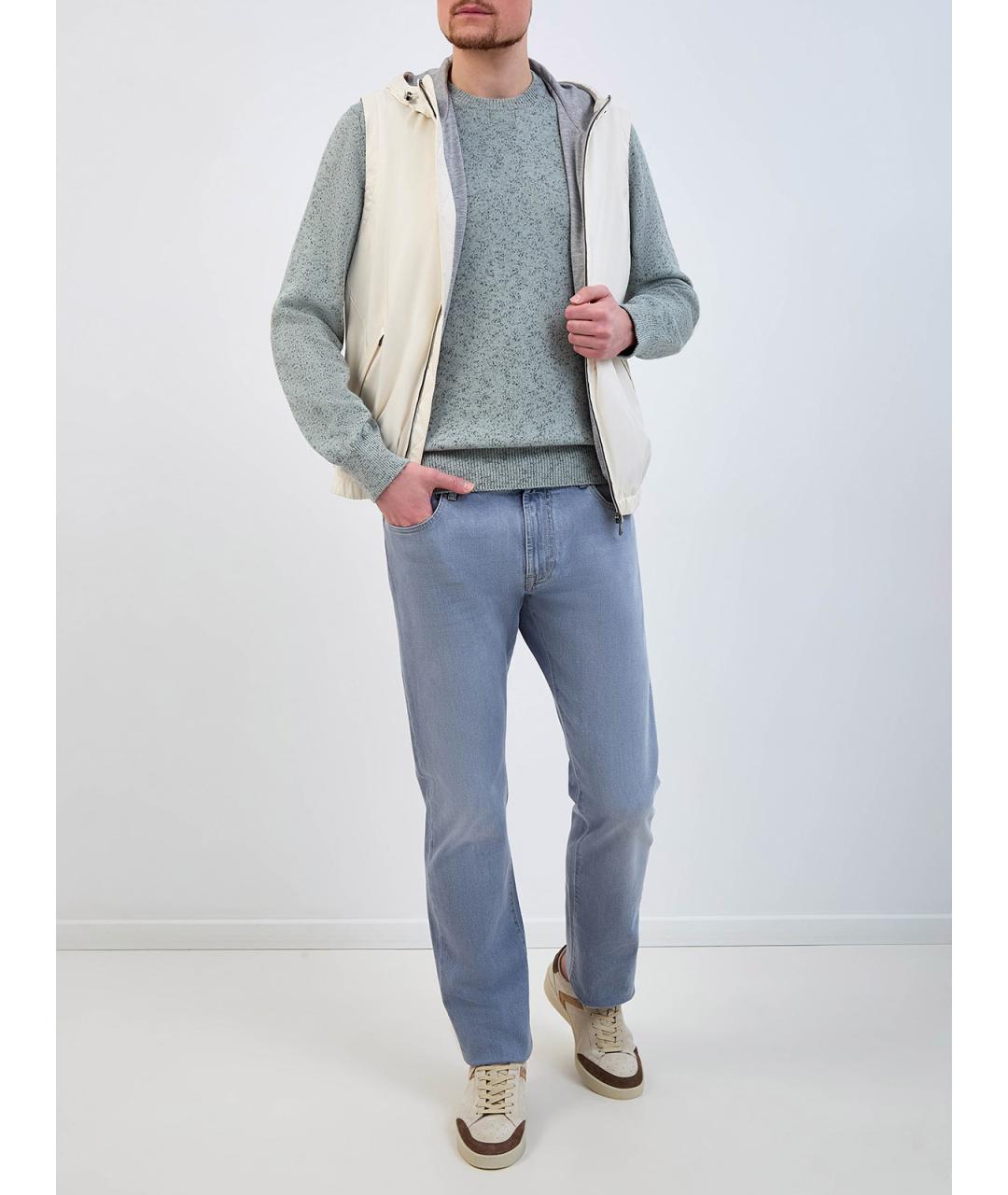 CANALI Бирюзовый хлопковый джемпер / свитер, фото 2