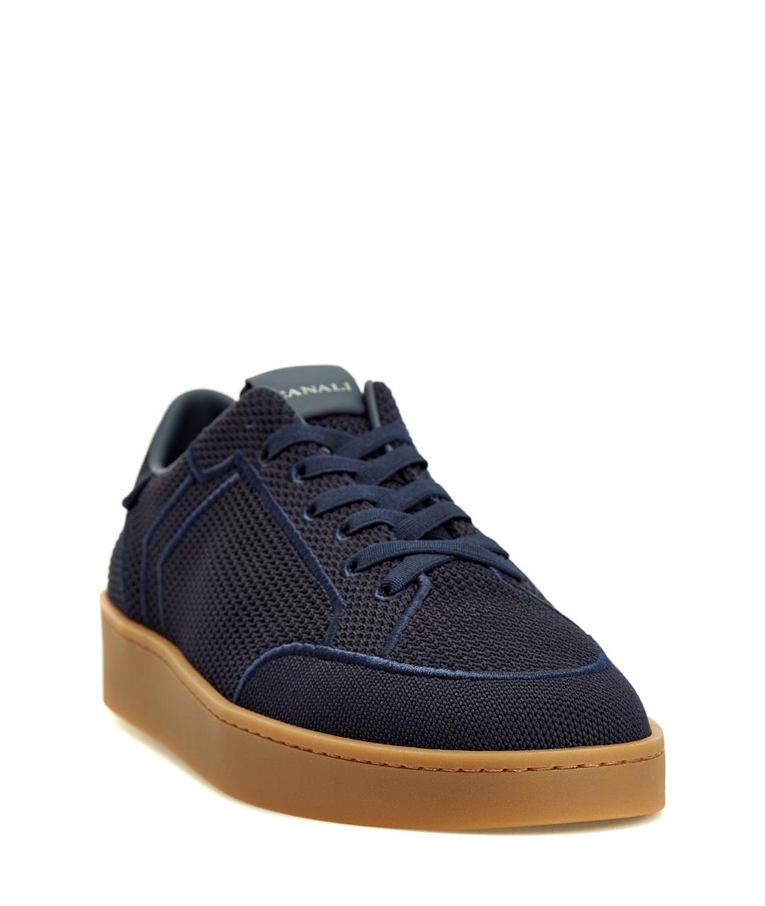 CANALI Темно-синие текстильные низкие кроссовки / кеды, фото 3