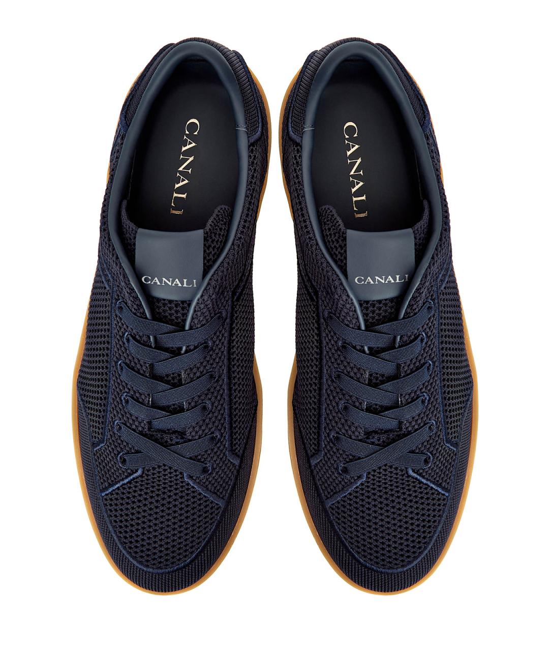 CANALI Темно-синие текстильные низкие кроссовки / кеды, фото 6