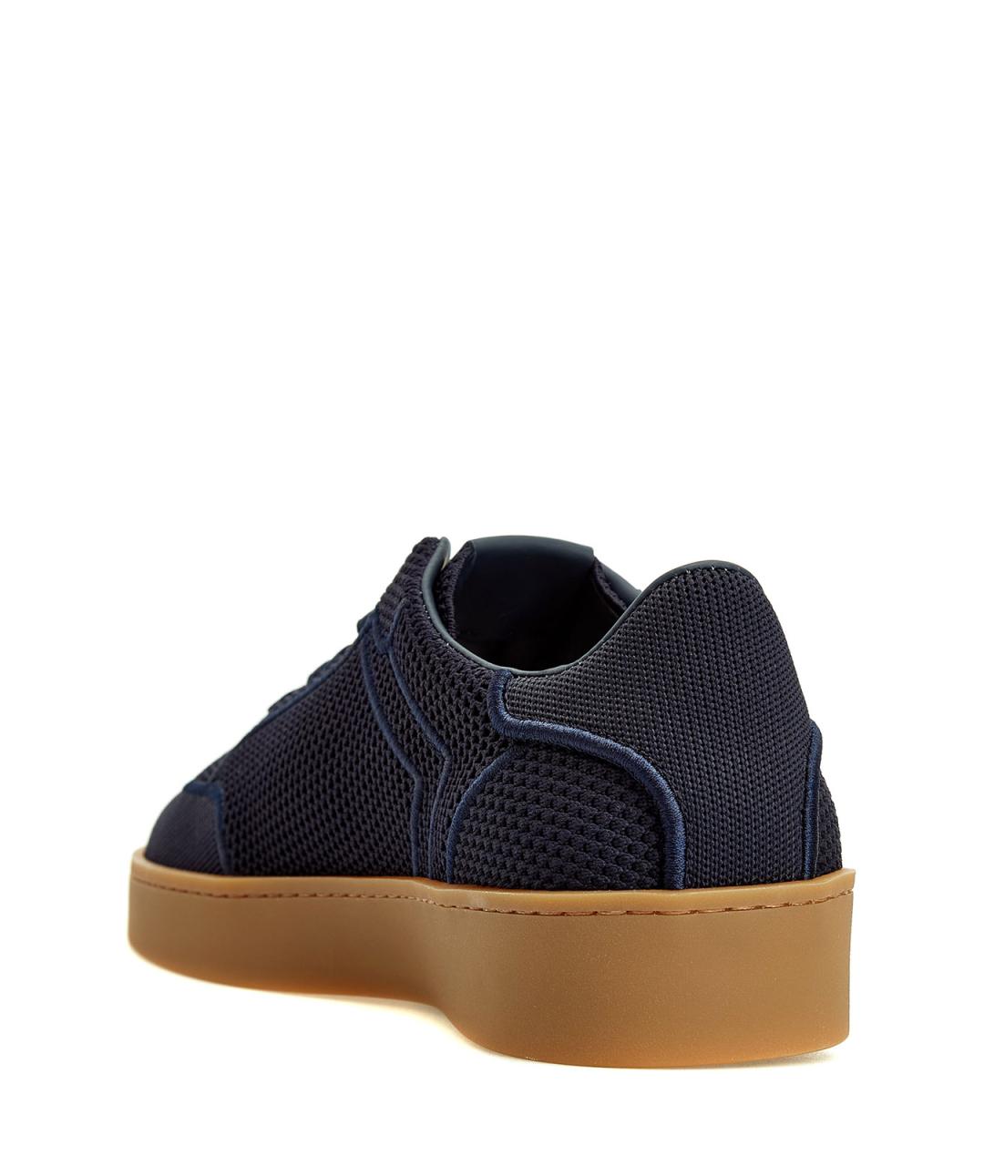 CANALI Темно-синие текстильные низкие кроссовки / кеды, фото 4