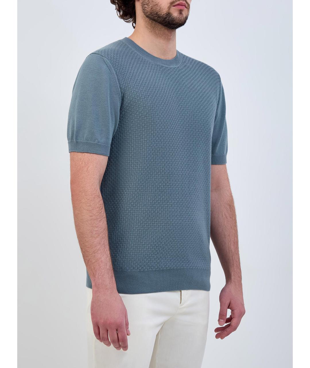 CANALI Бирюзовый хлопковый джемпер / свитер, фото 3