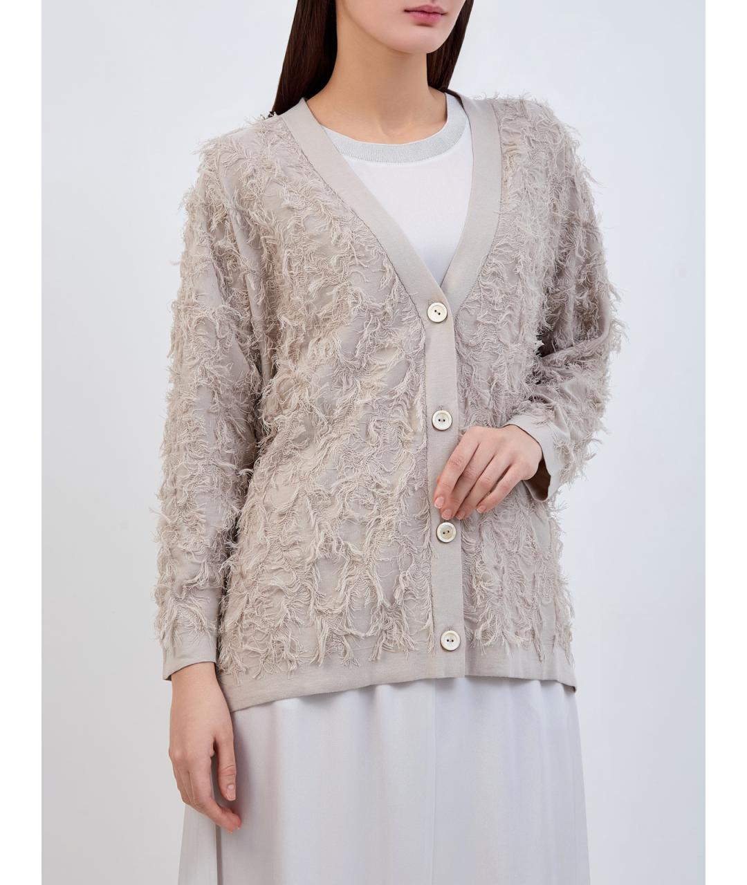 LORENA ANTONIAZZI Серый хлопковый кардиган, фото 3