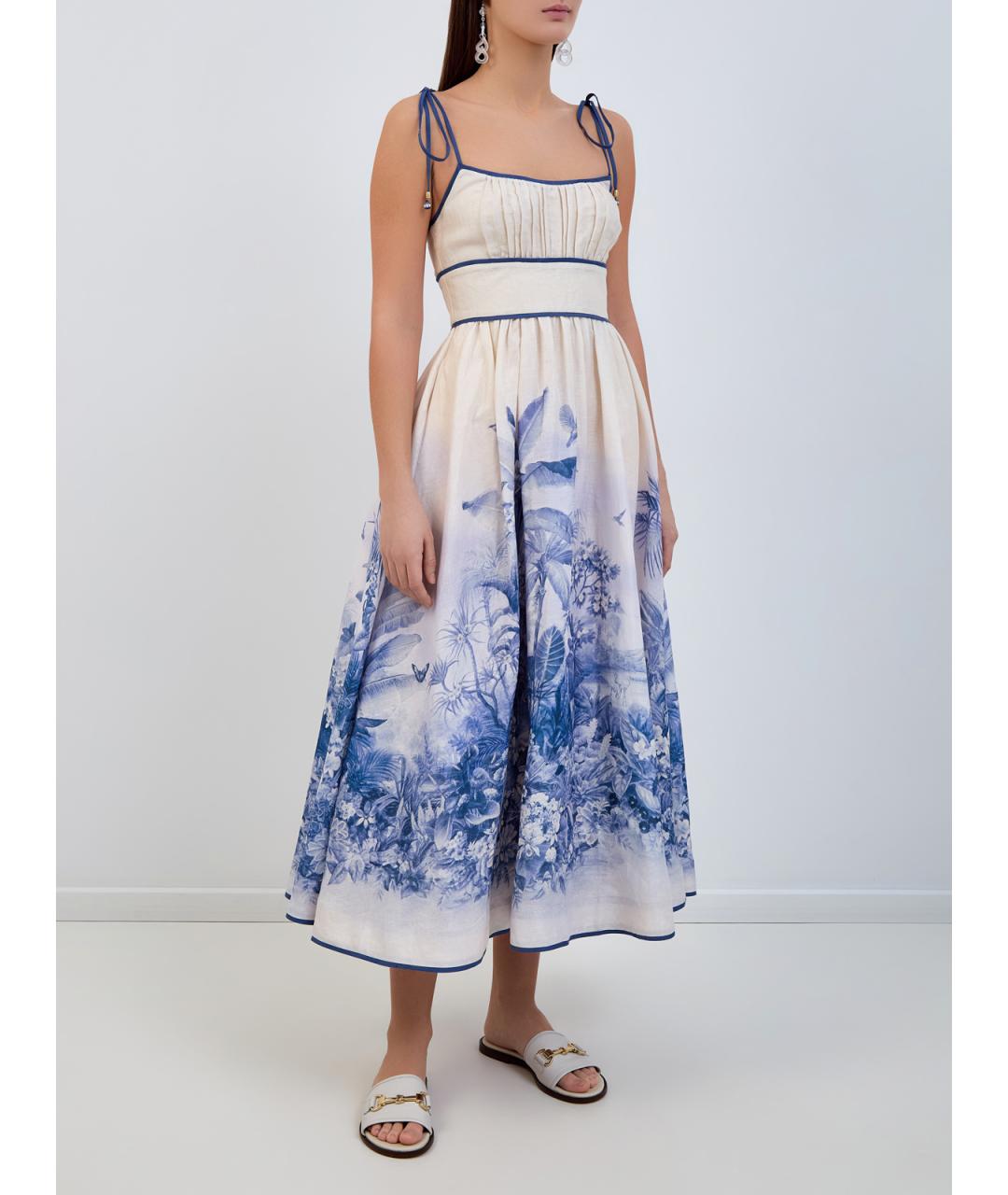 ZIMMERMANN Бежевое льняное повседневное платье, фото 3