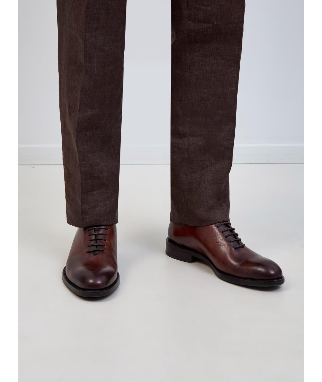 CANALI Коричневые кожаные туфли, фото 2