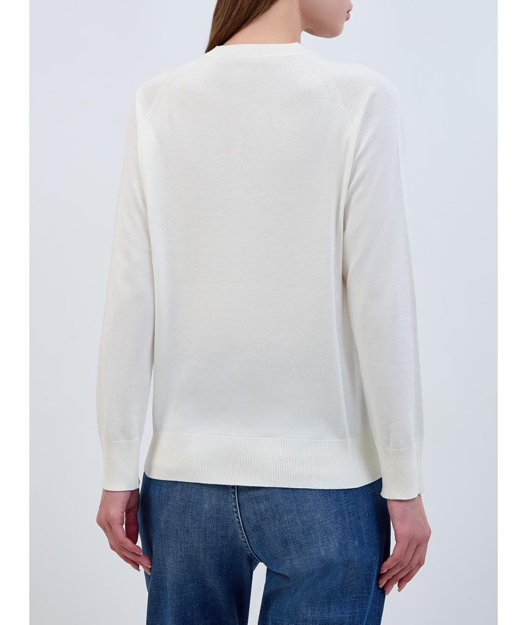 LORENA ANTONIAZZI Белый шелковый джемпер / свитер, фото 4