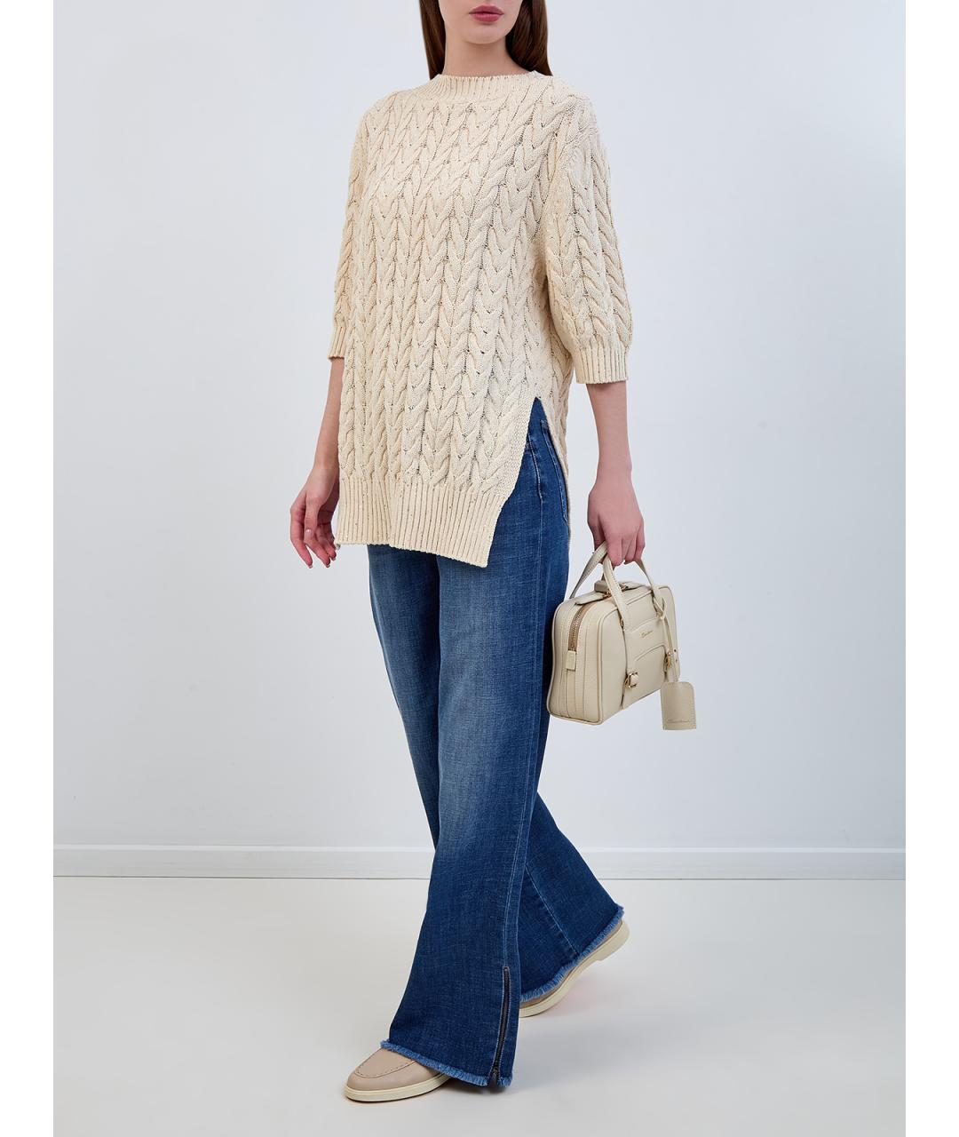 LORENA ANTONIAZZI Бежевый хлопковый джемпер / свитер, фото 2