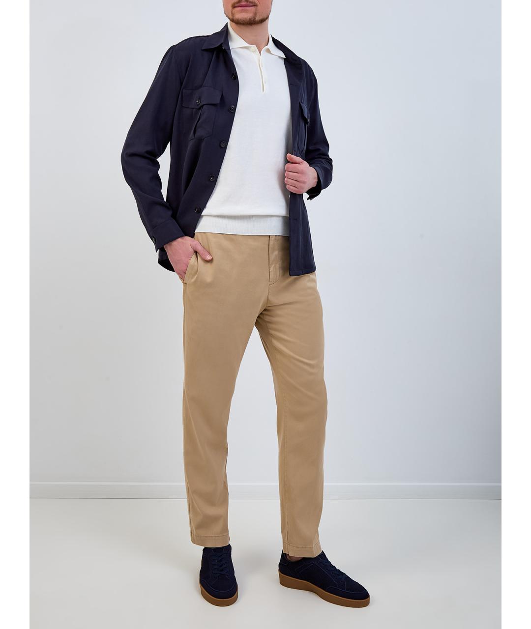 CANALI Белое хлопковое поло с длинным рукавом, фото 2