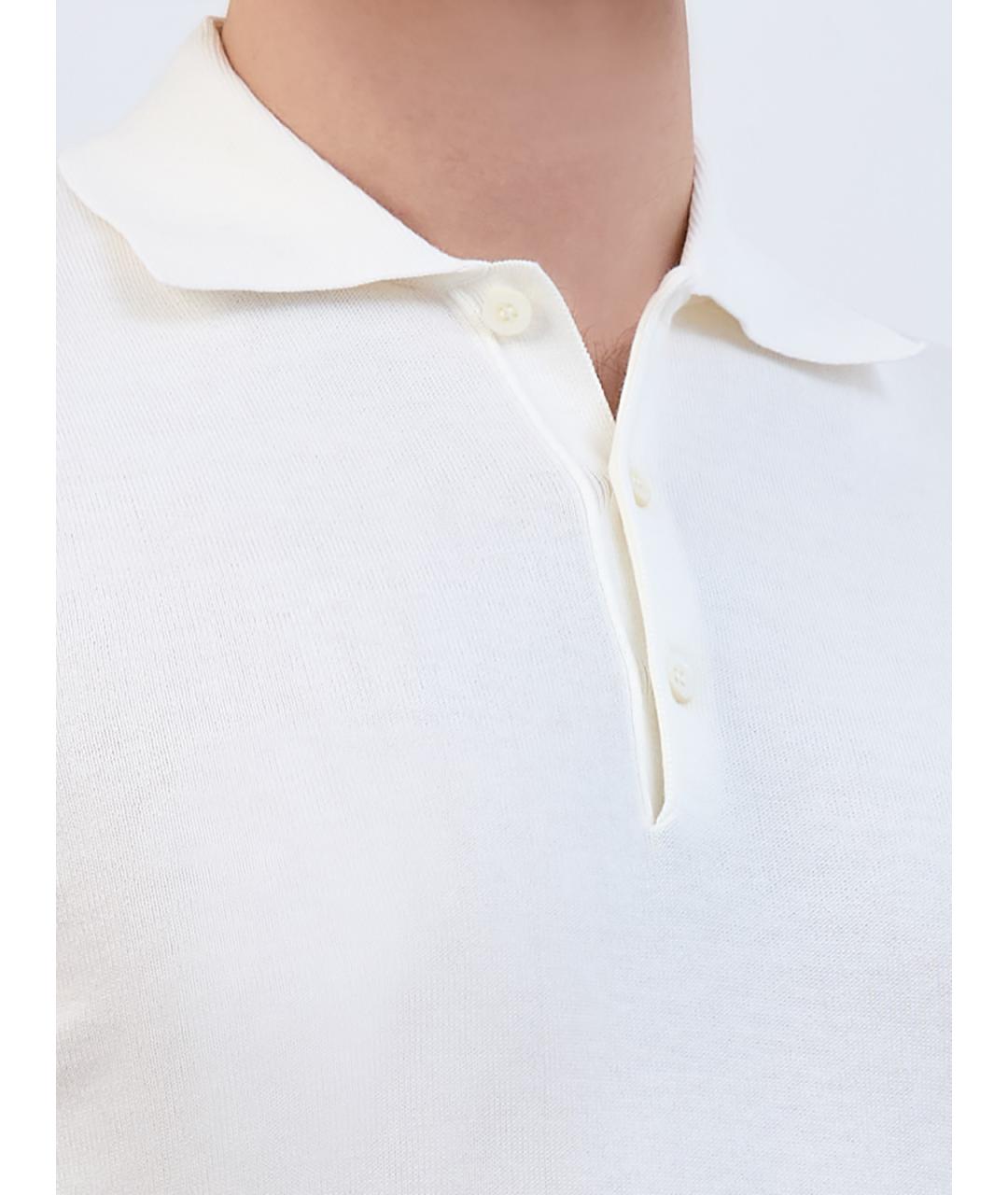 CANALI Белое хлопковое поло с длинным рукавом, фото 5