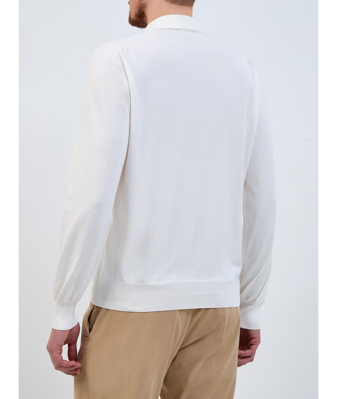 CANALI Белое хлопковое поло с длинным рукавом, фото 4