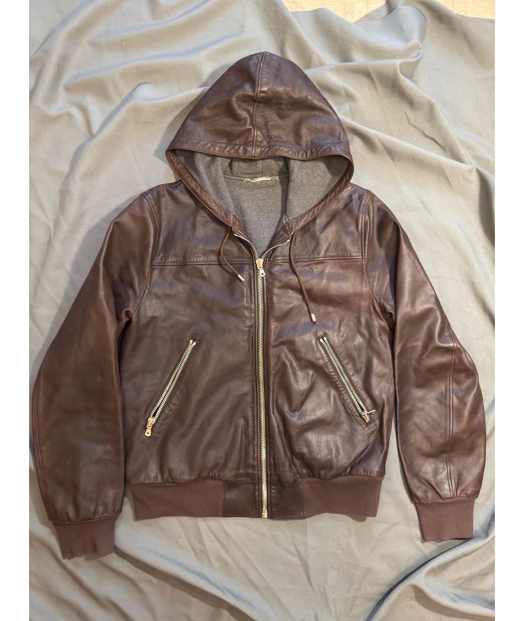 DOLCE&GABBANA Коричневая кожаная куртка, фото 8