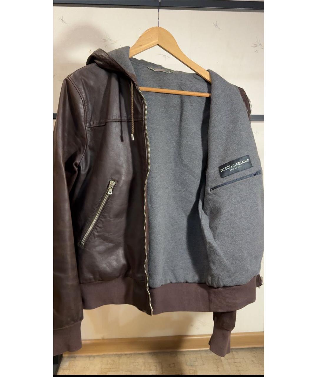 DOLCE&GABBANA Коричневая кожаная куртка, фото 3