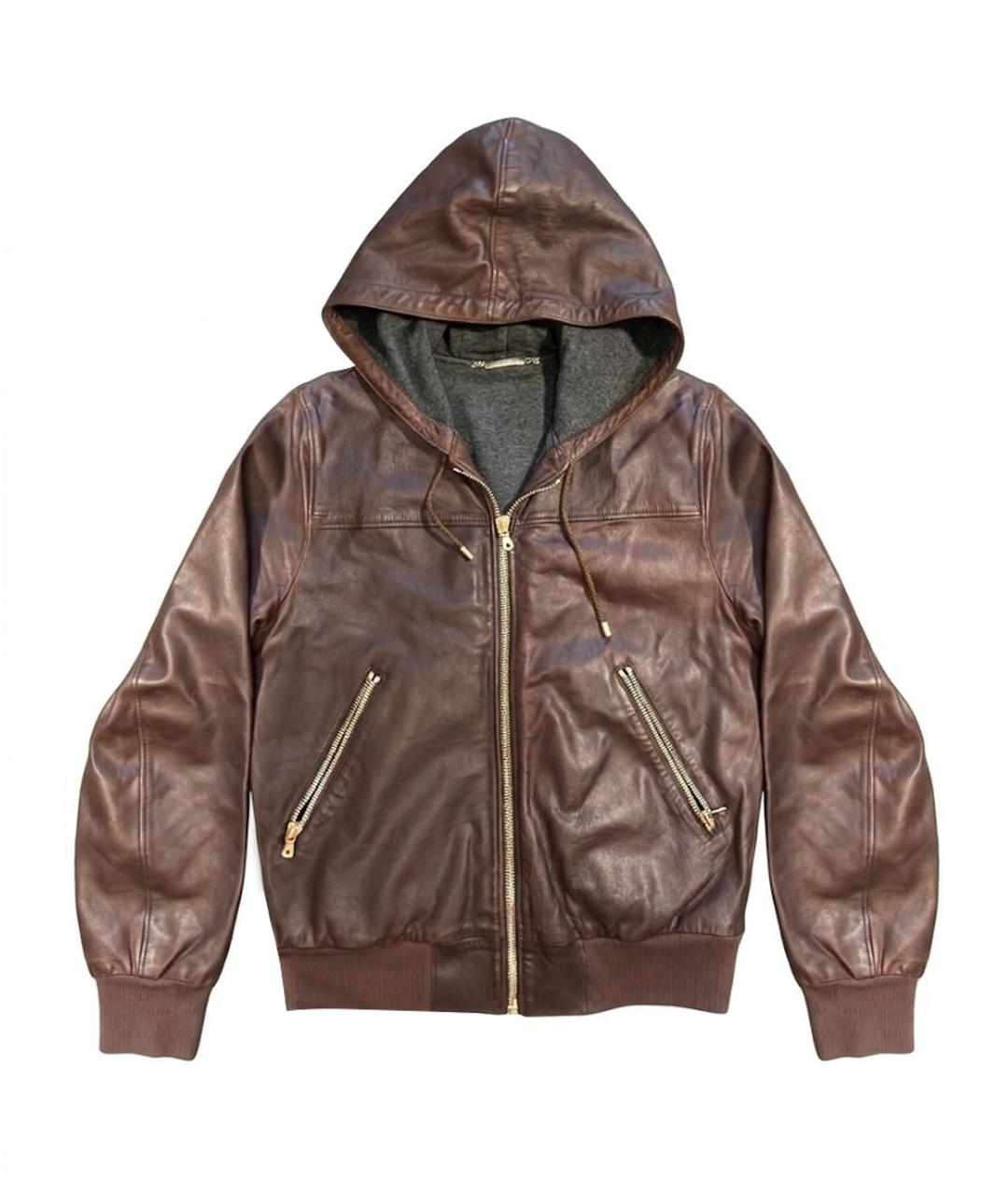 DOLCE&GABBANA Коричневая кожаная куртка, фото 1