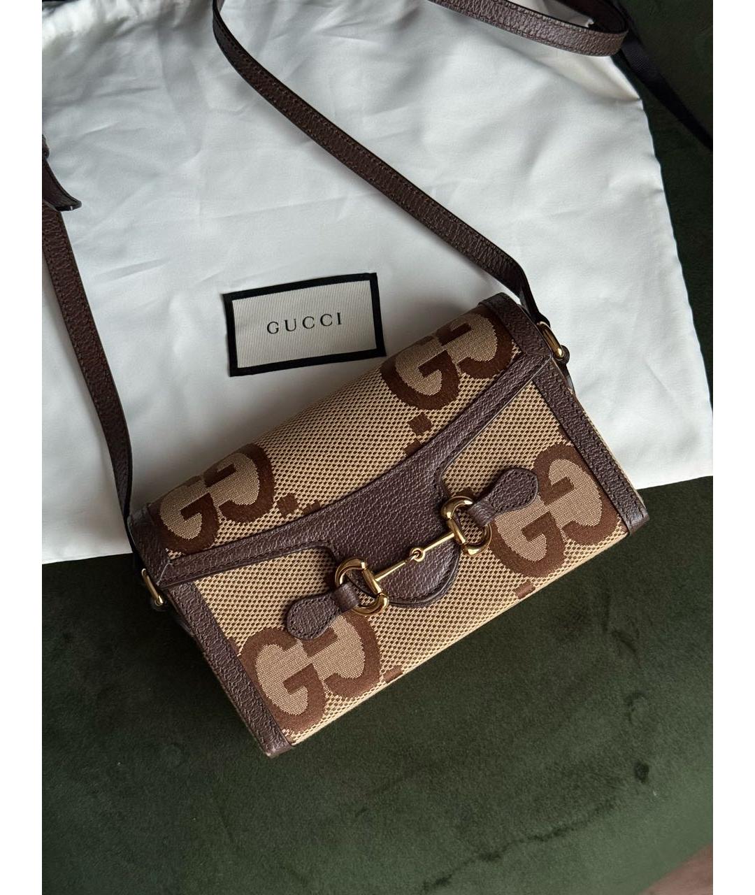 GUCCI Коричневая кожаная сумка через плечо, фото 9