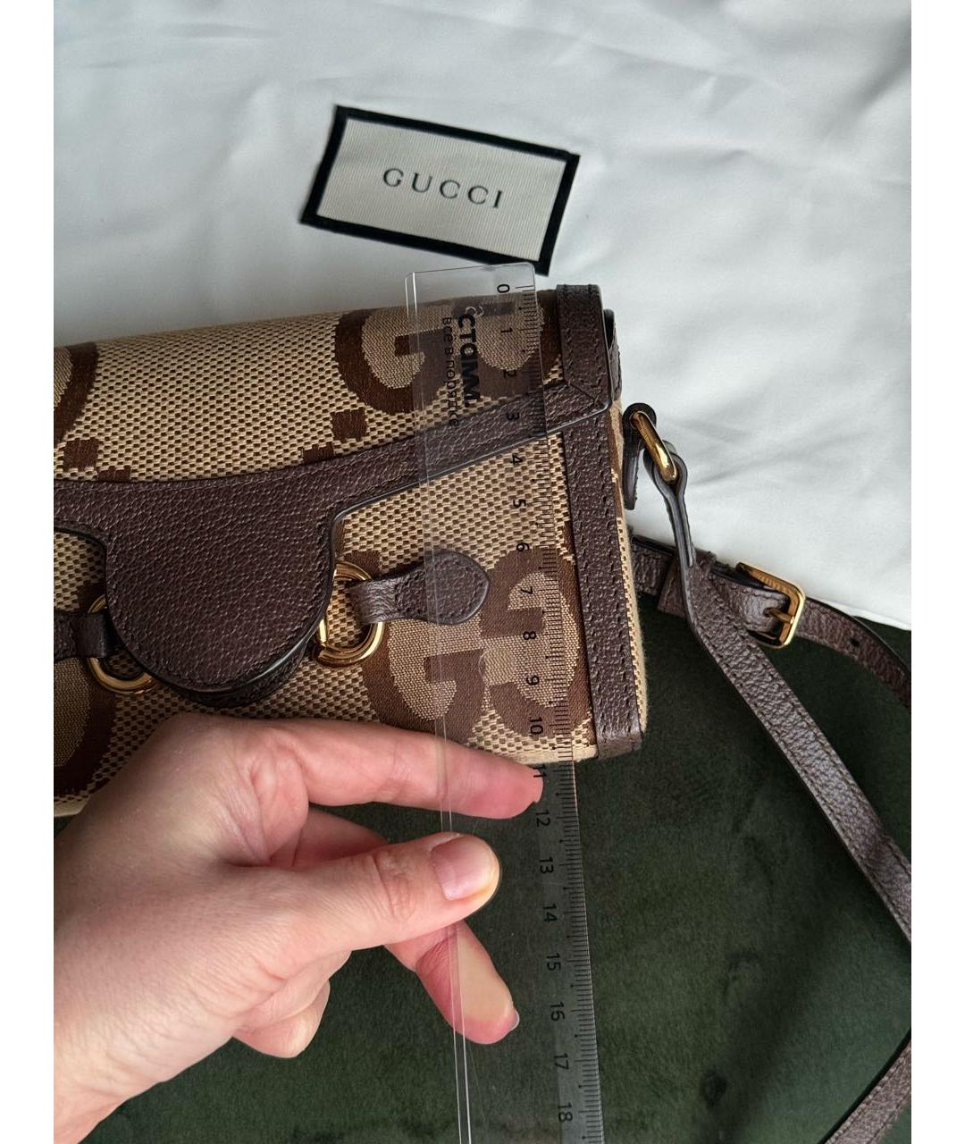 GUCCI Коричневая кожаная сумка через плечо, фото 8