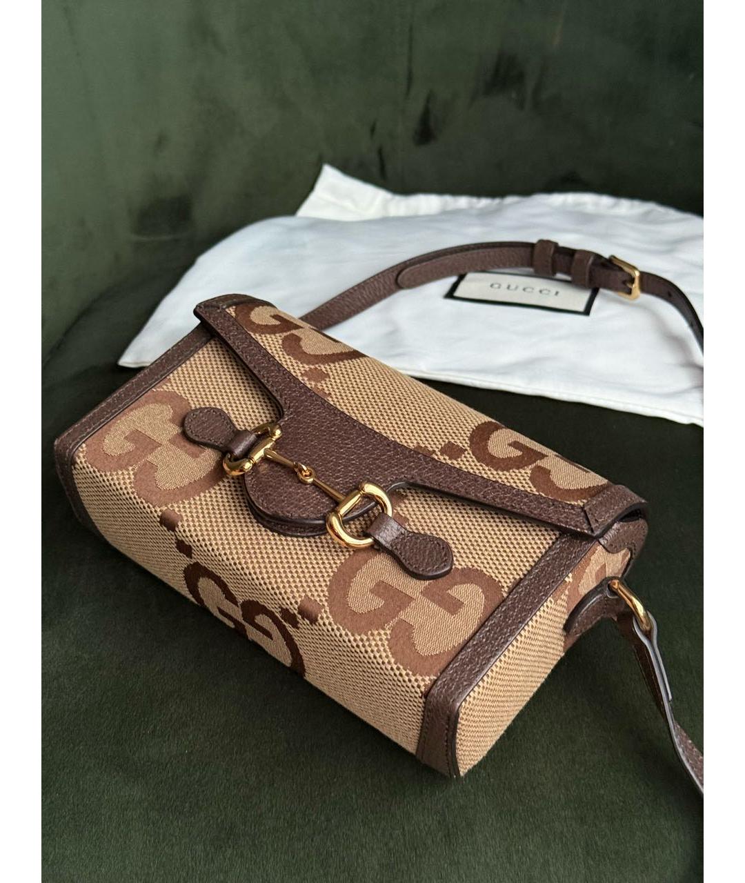 GUCCI Коричневая кожаная сумка через плечо, фото 2