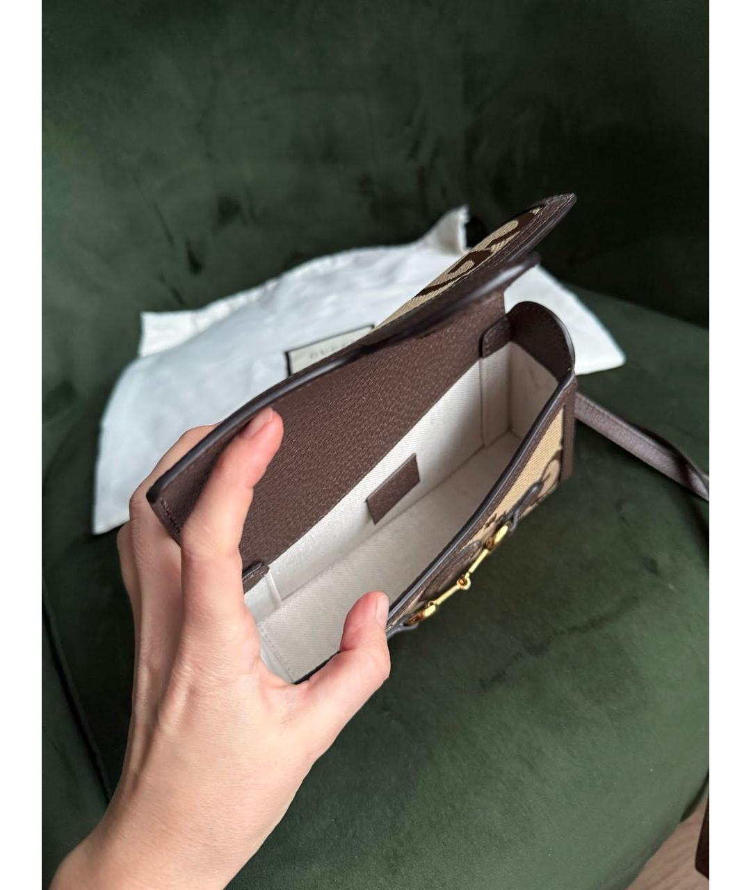 GUCCI Коричневая кожаная сумка через плечо, фото 4