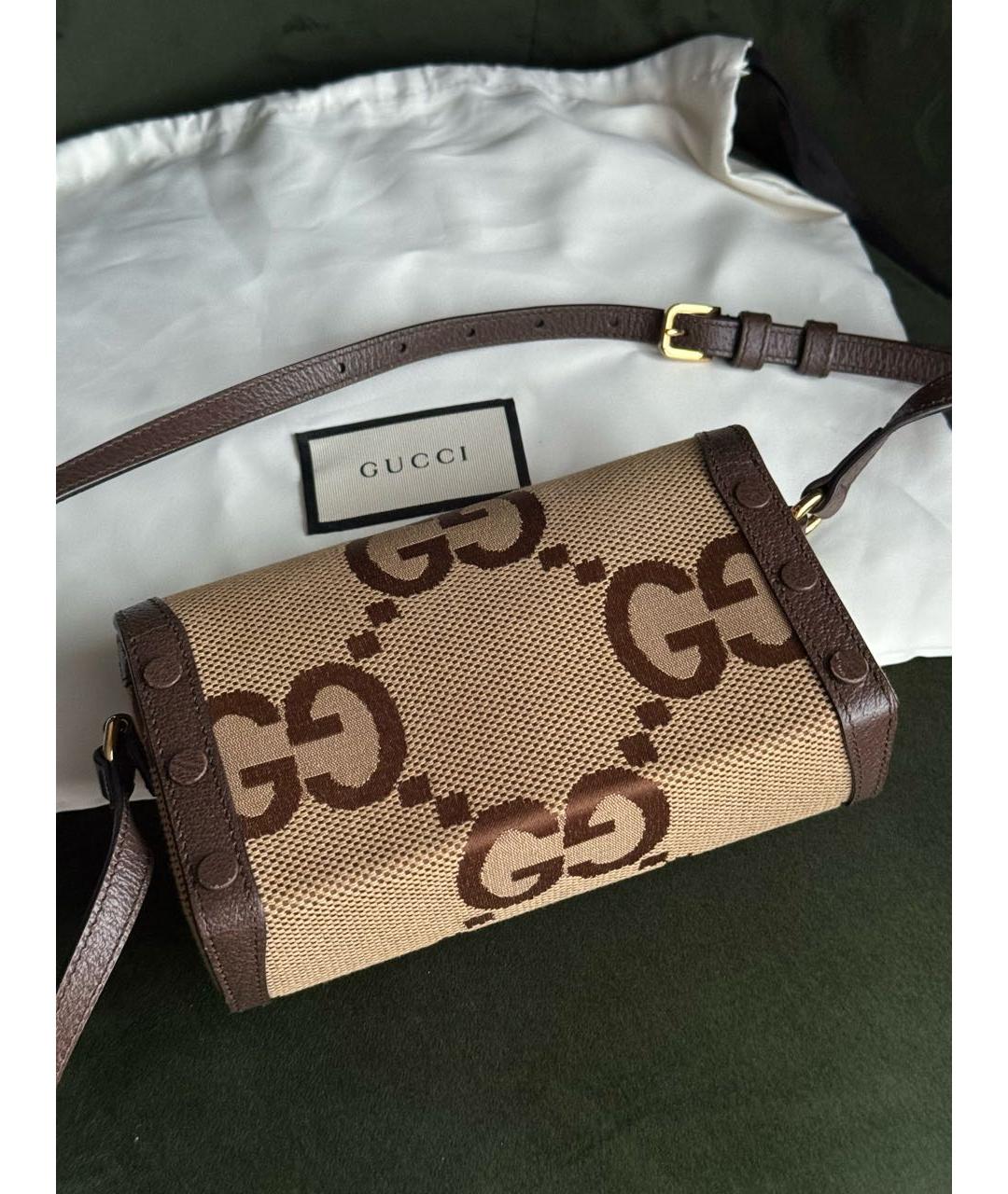 GUCCI Коричневая кожаная сумка через плечо, фото 3