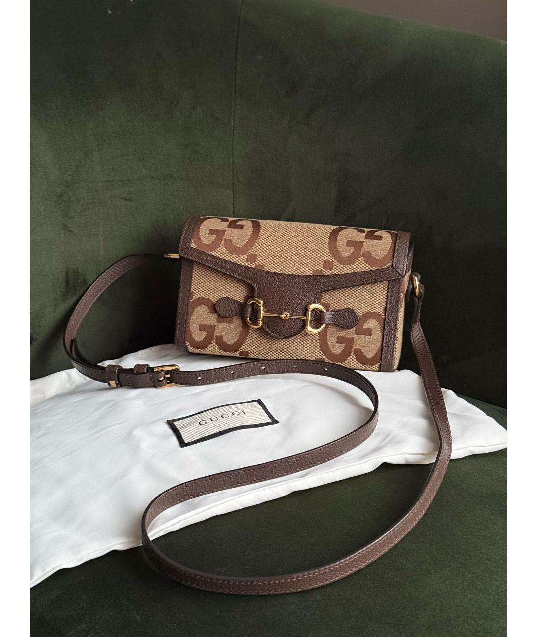 GUCCI Коричневая кожаная сумка через плечо, фото 5