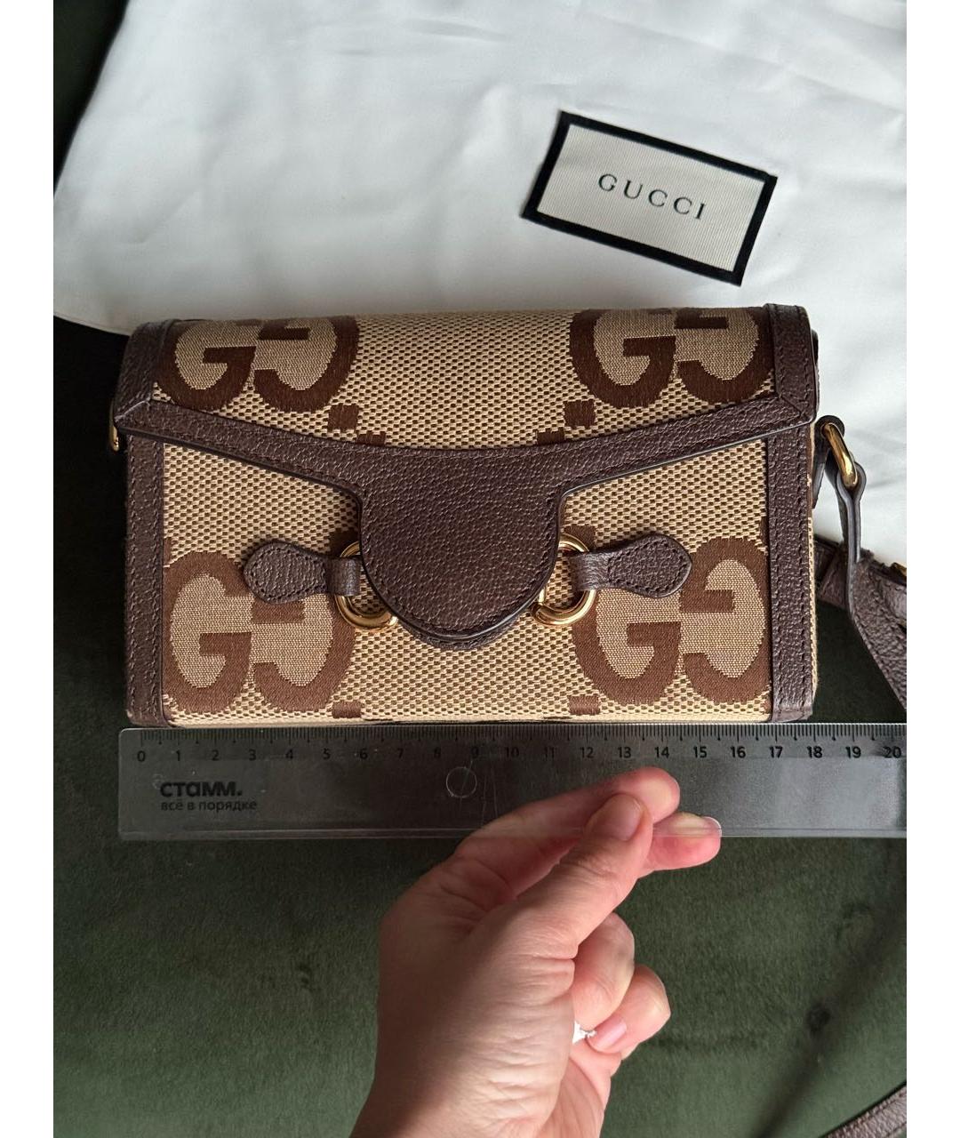 GUCCI Коричневая кожаная сумка через плечо, фото 7