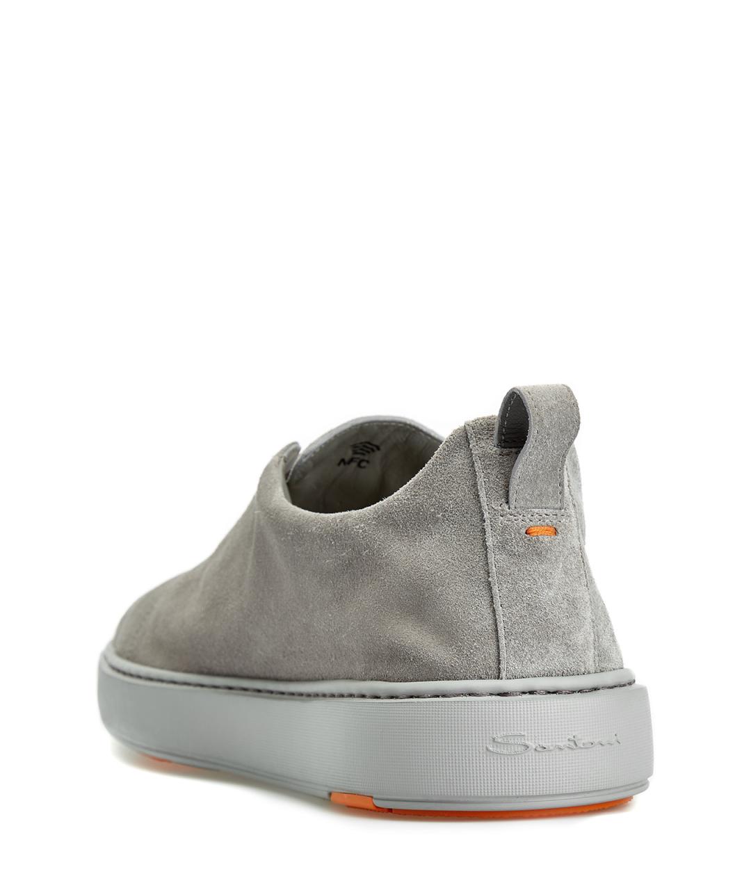 SANTONI Серые замшевые низкие кроссовки / кеды, фото 4