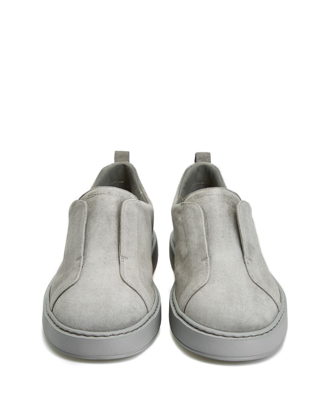 SANTONI Серые замшевые низкие кроссовки / кеды, фото 5