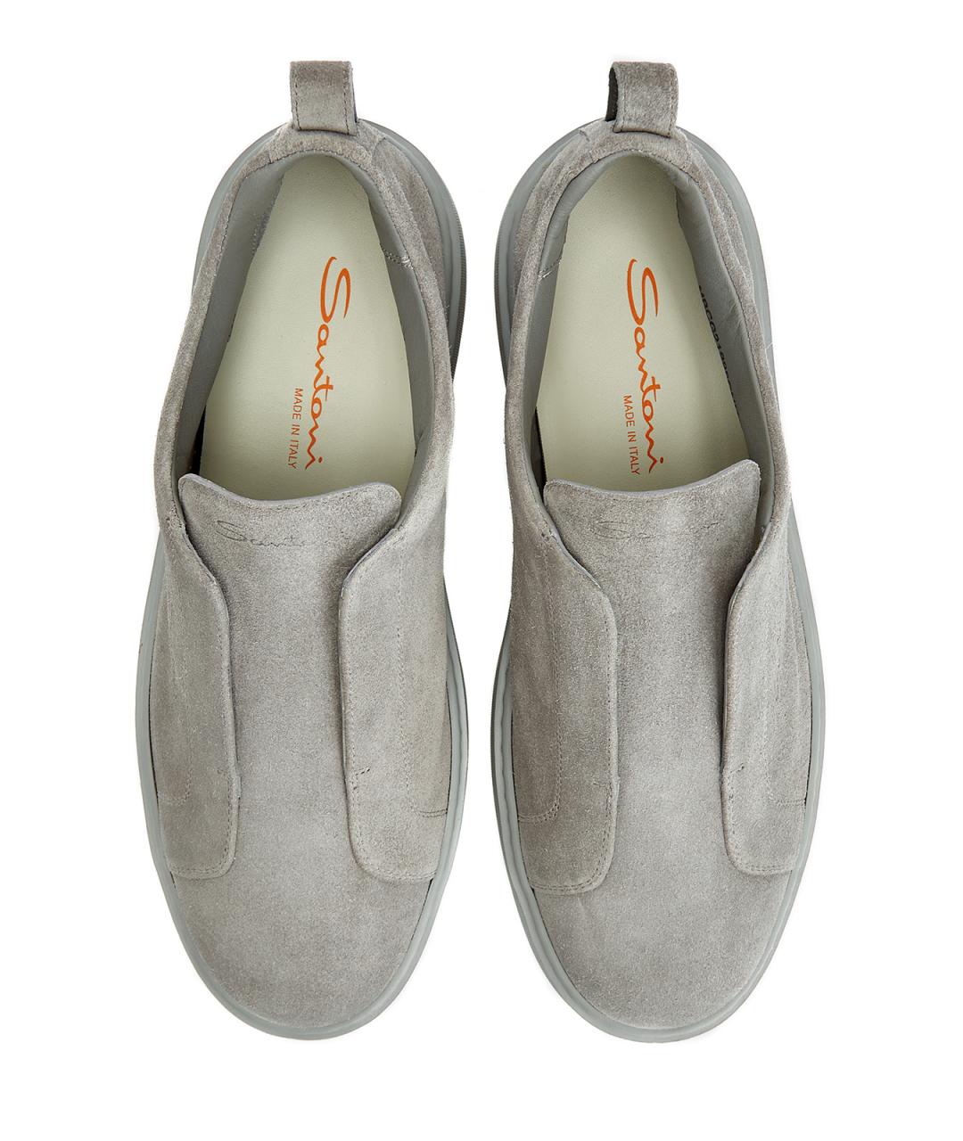 SANTONI Серые замшевые низкие кроссовки / кеды, фото 6