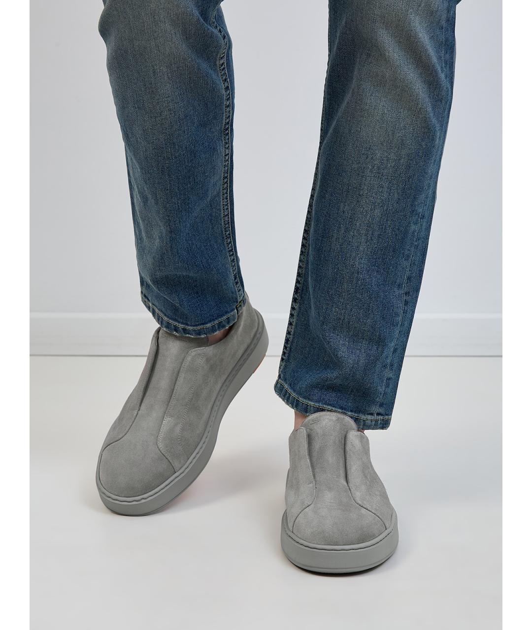 SANTONI Серые замшевые низкие кроссовки / кеды, фото 2