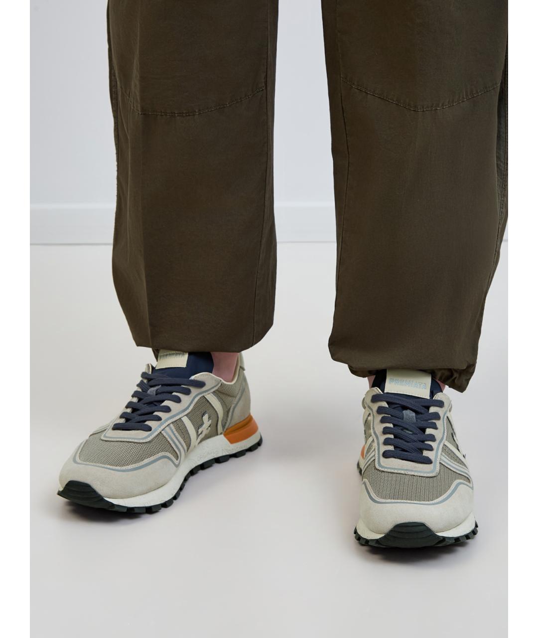 PREMIATA Бежевые замшевые низкие кроссовки / кеды, фото 2