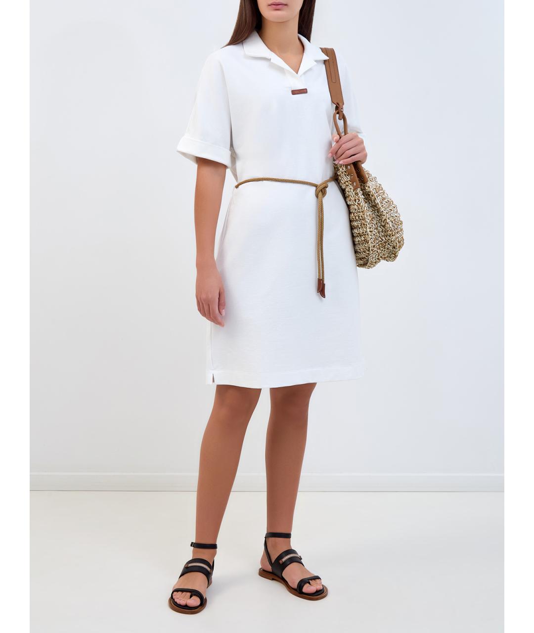 LORENA ANTONIAZZI Белое хлопковое повседневное платье, фото 2
