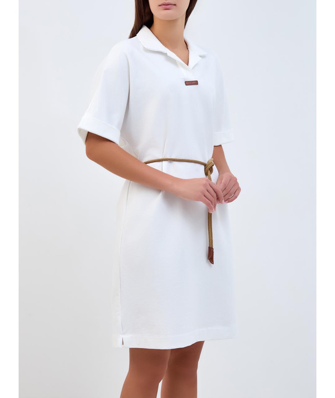 LORENA ANTONIAZZI Белое хлопковое повседневное платье, фото 3