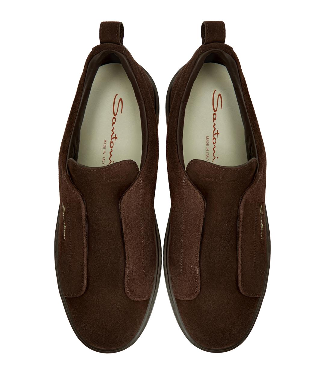 SANTONI Коричневые замшевые низкие кроссовки / кеды, фото 5