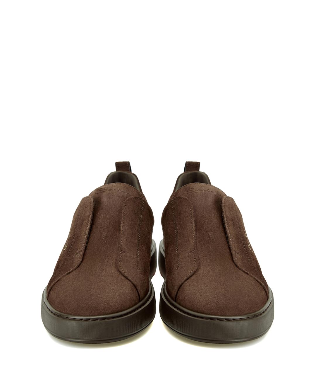SANTONI Коричневые замшевые низкие кроссовки / кеды, фото 6