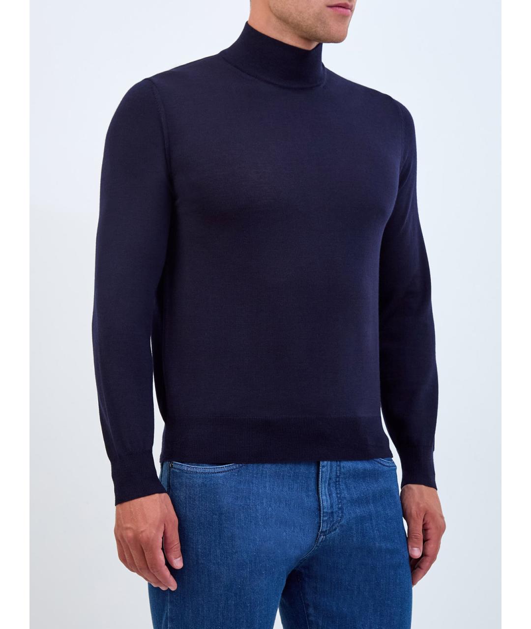 CANALI Синяя шерстяная водолазка, фото 3