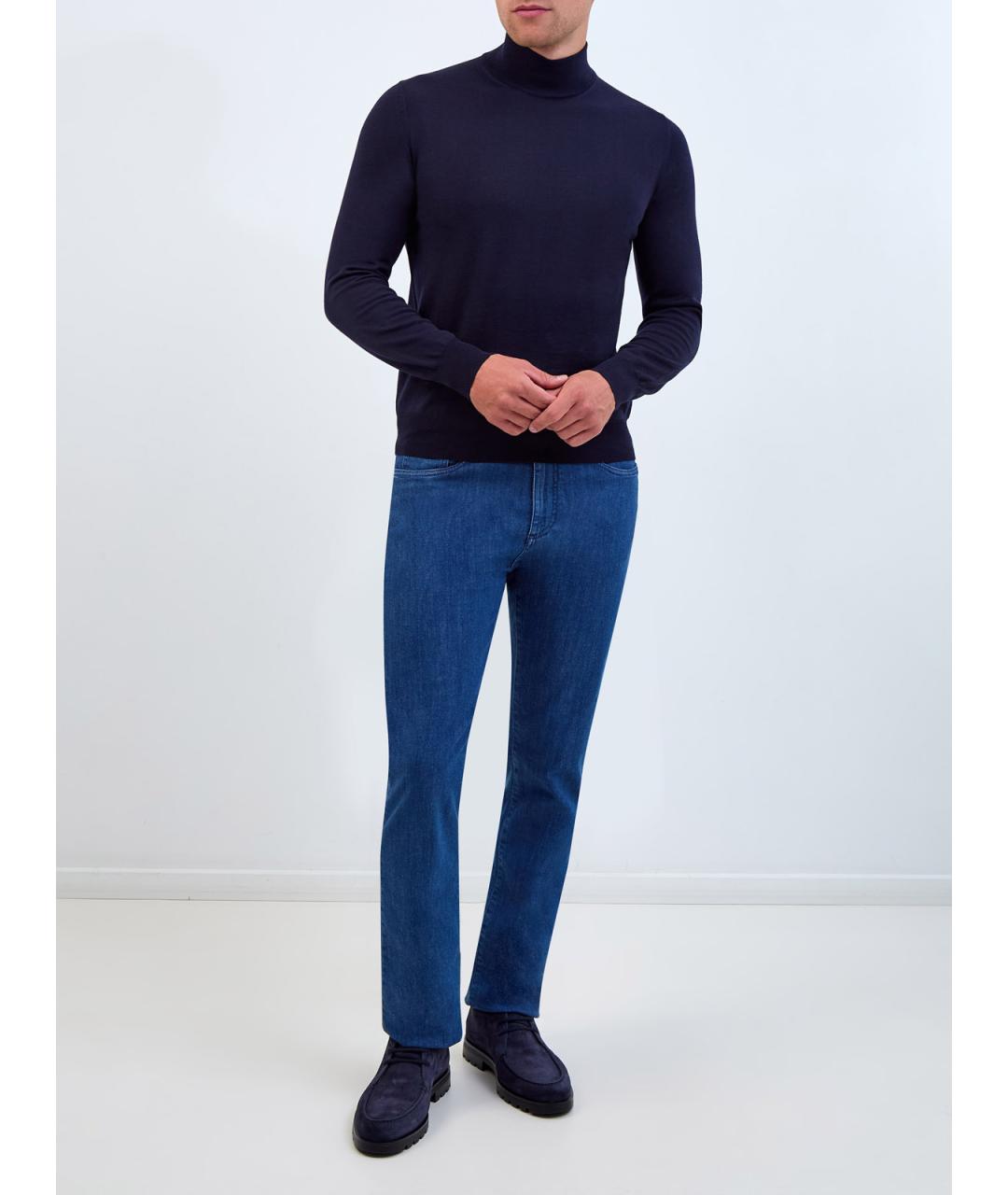 CANALI Синяя шерстяная водолазка, фото 2