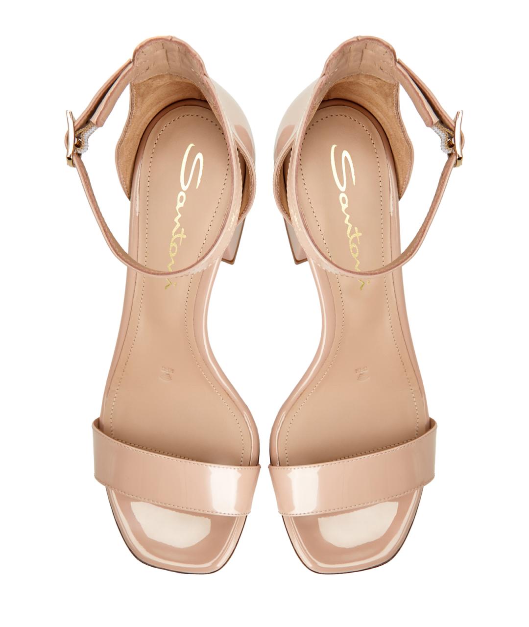 SANTONI Бежевые кожаные босоножки, фото 6