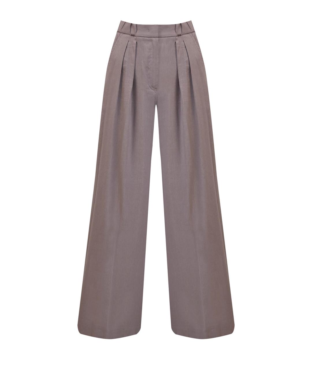 LORENA ANTONIAZZI Серые льняные прямые брюки, фото 1