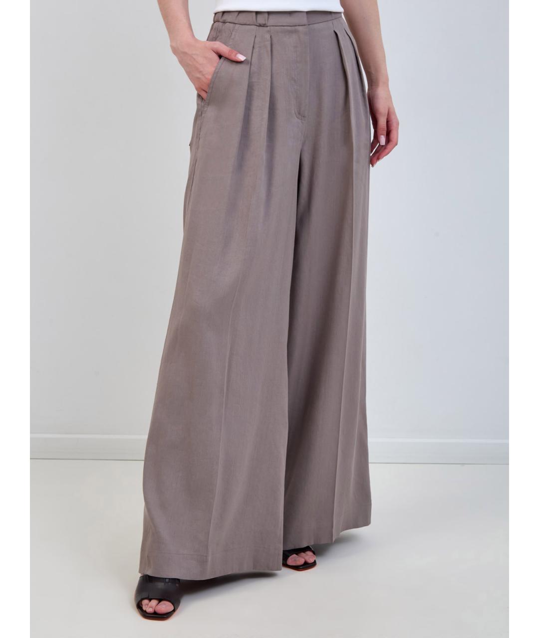 LORENA ANTONIAZZI Серые льняные прямые брюки, фото 3