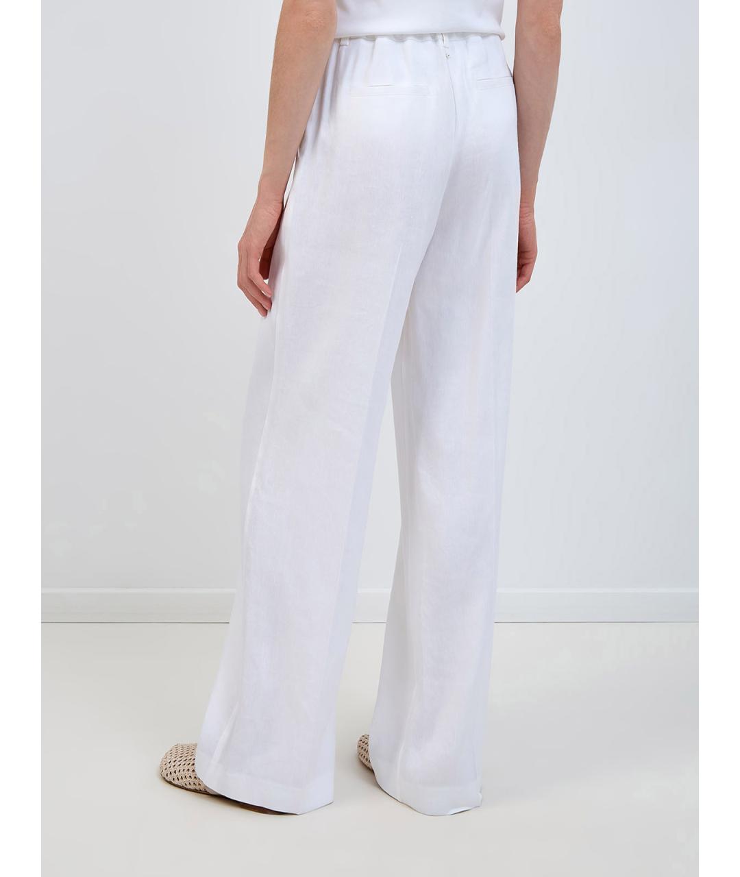 LORENA ANTONIAZZI Белые льняные брюки широкие, фото 4