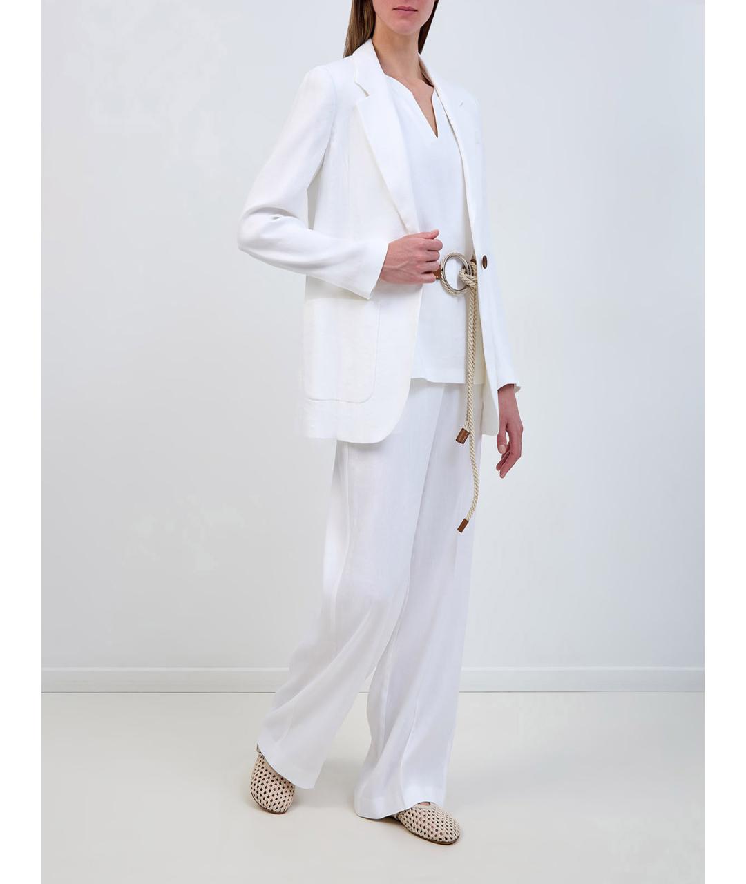 LORENA ANTONIAZZI Белые льняные брюки широкие, фото 2